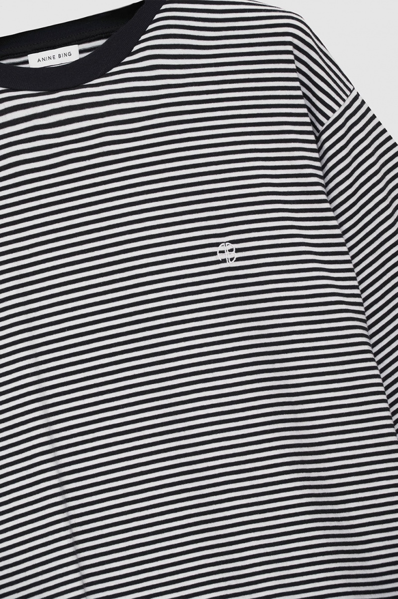 T Shirts Anine Bing Bo Noir Blanche Stripes Femme | RSW-5108985